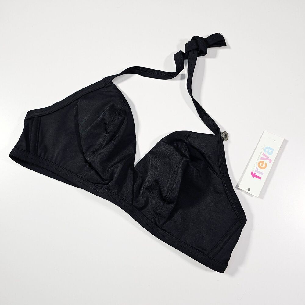 Freya Swim Soda Black Bikini Top Bra Halter Swimwear Size 36D